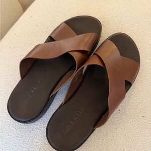 Cole Haan Men's Tan and Black Slide Sandals